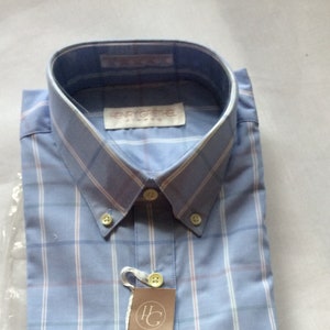 vintage hombres HENRY GRETHEL camisa de vestir 80s deadstock 14 1/2