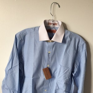 vintage mens HENRY GRETHEL bankers collar dress shirt 80s deadstock 15