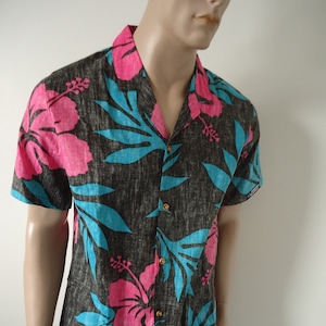 vintage 90s cabana camisa hombres REVERSE SIDE impresión L surfers alianza nos