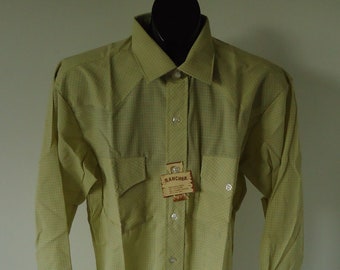 vintage NOS mens shirt 80s WESTERN check RANCHER 16