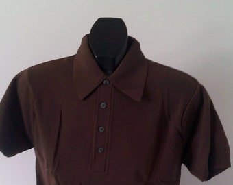 vintage 60s mens NYLON knit polo shirt L rab  Van Heusen nos