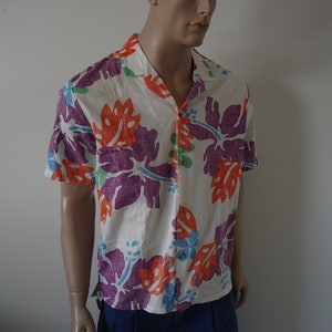 vintage 90s cabana camisa hombres REVERSE SIDE impresión L surfers alianza nos