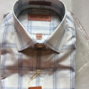 vintage hombres HENRY GRETHEL camisa de vestir 80s deadstock 14 1/2