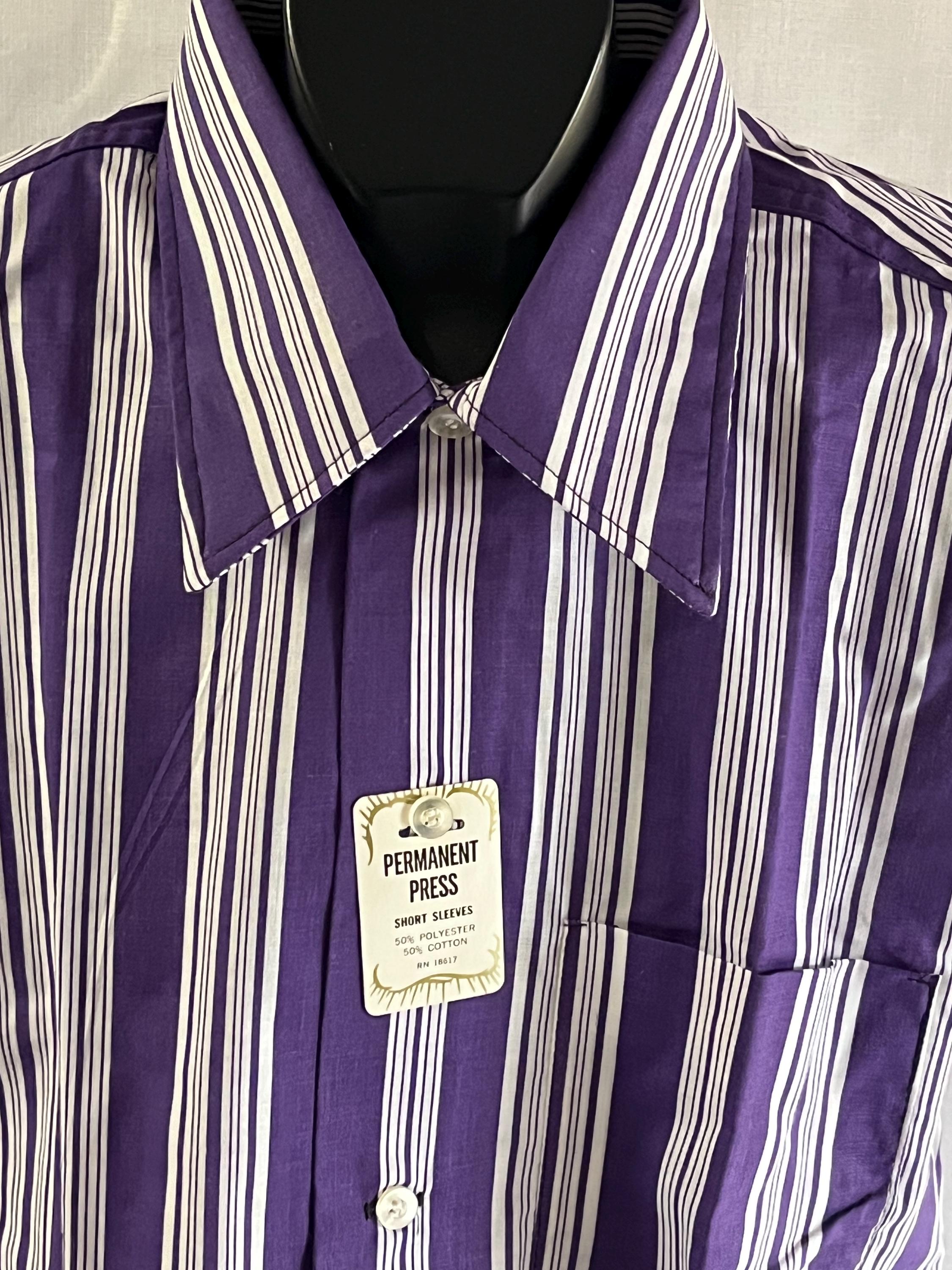 Vintage Mens Big Collar SHIRT 70s Striped L Geek Chic - Etsy India