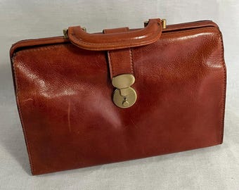 vintage leather doctor's bag weekender travel bag