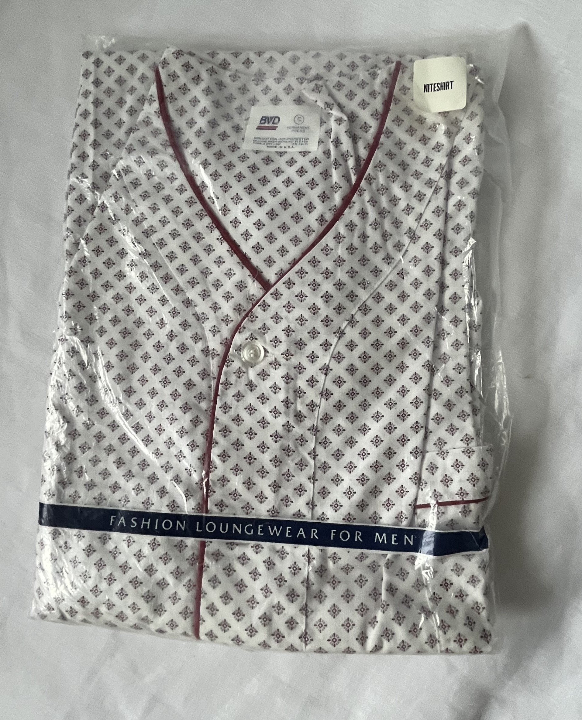 NOS vintage mens 70s nightshirt pajama BVD C foulard USA