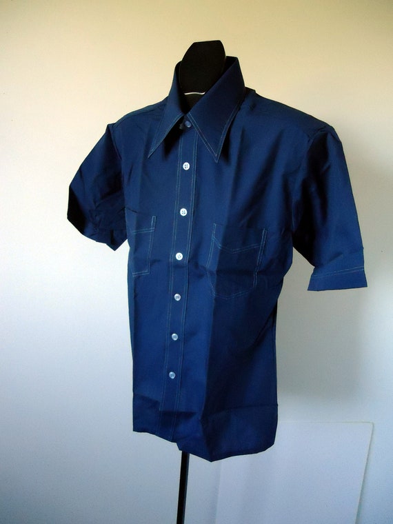 vintage 70s mens shirt JC PENNEY M topstitched - image 1