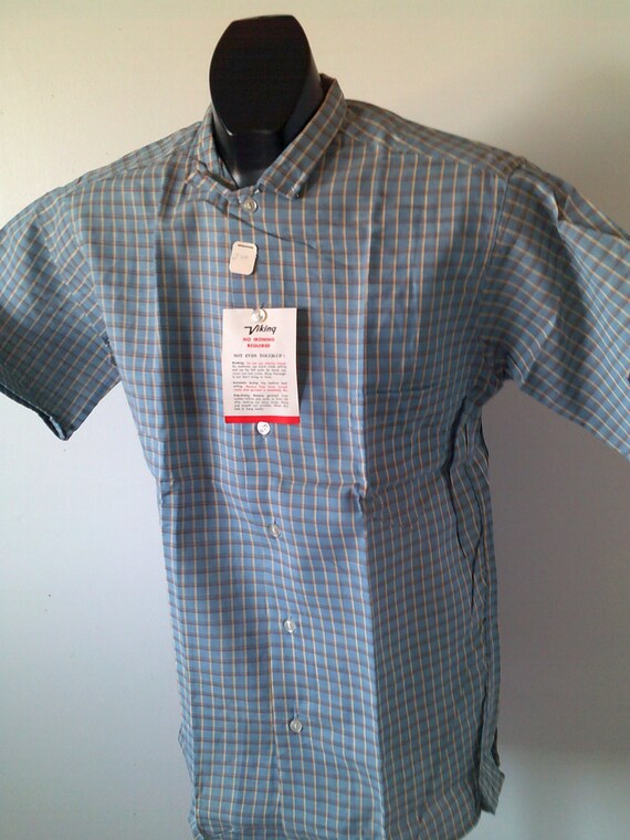 vintage 50s 60s boys shirt check VIKING USA nos 18 - image 4