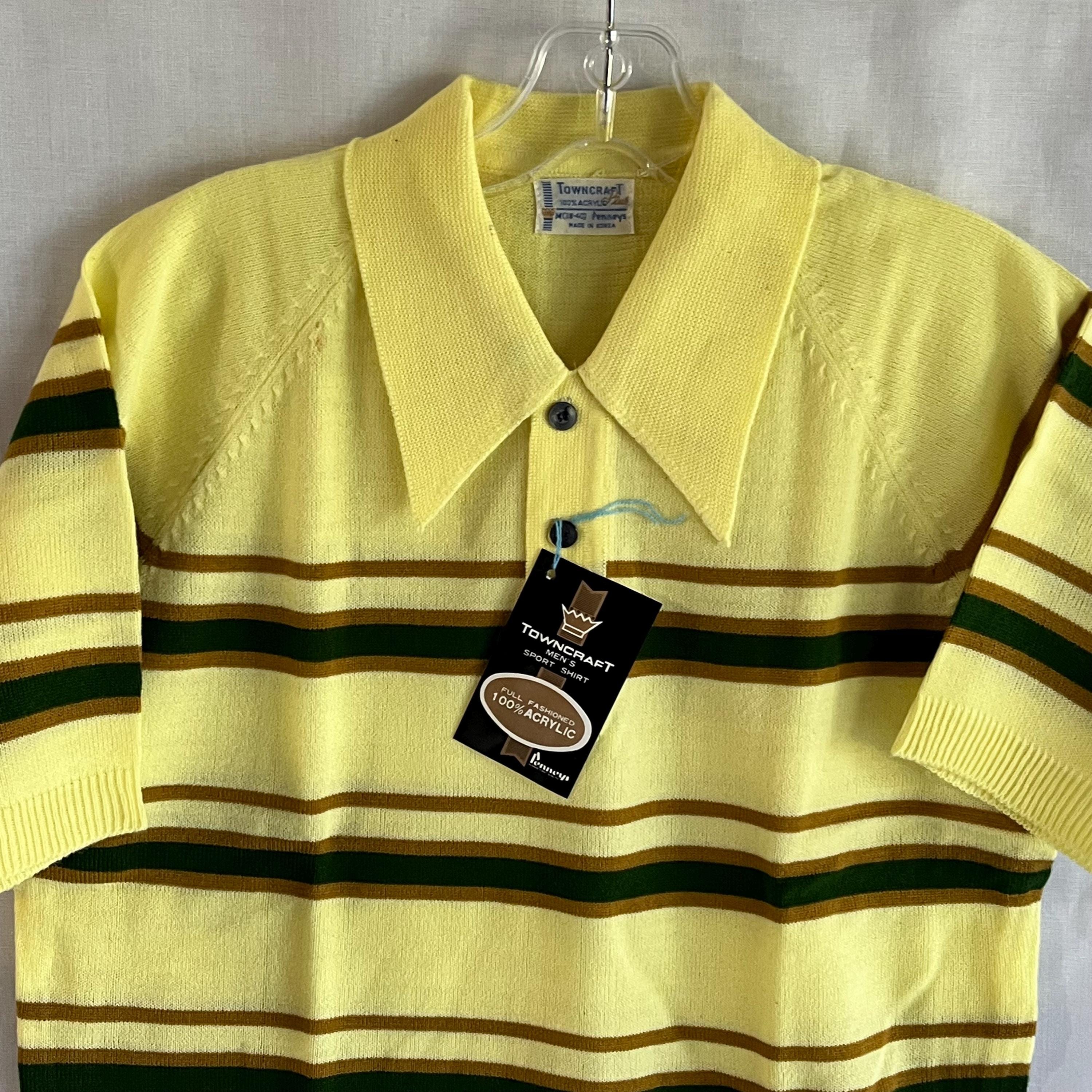 Vintage 60s Mens Acrylic Knit Polo Shirt M Rab TOWNCRAFT by 