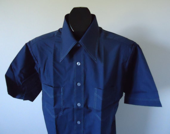 vintage 70s mens shirt JC PENNEY M topstitched - image 3