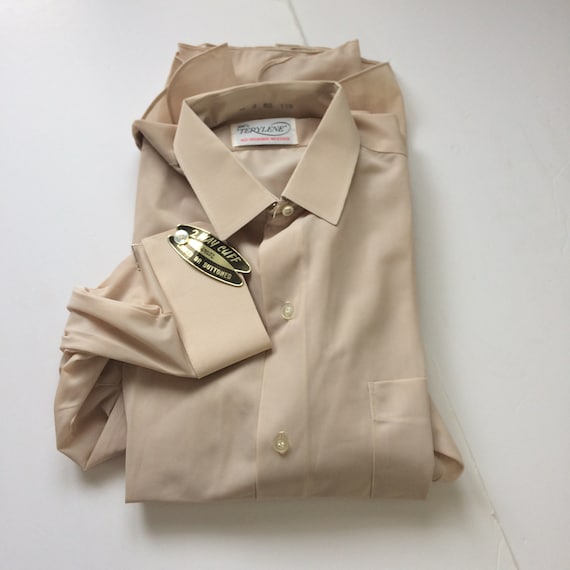 Buy Vintage Mens 50s Dress Shirt TERYLENE SHEER 15 2-way Cuff 