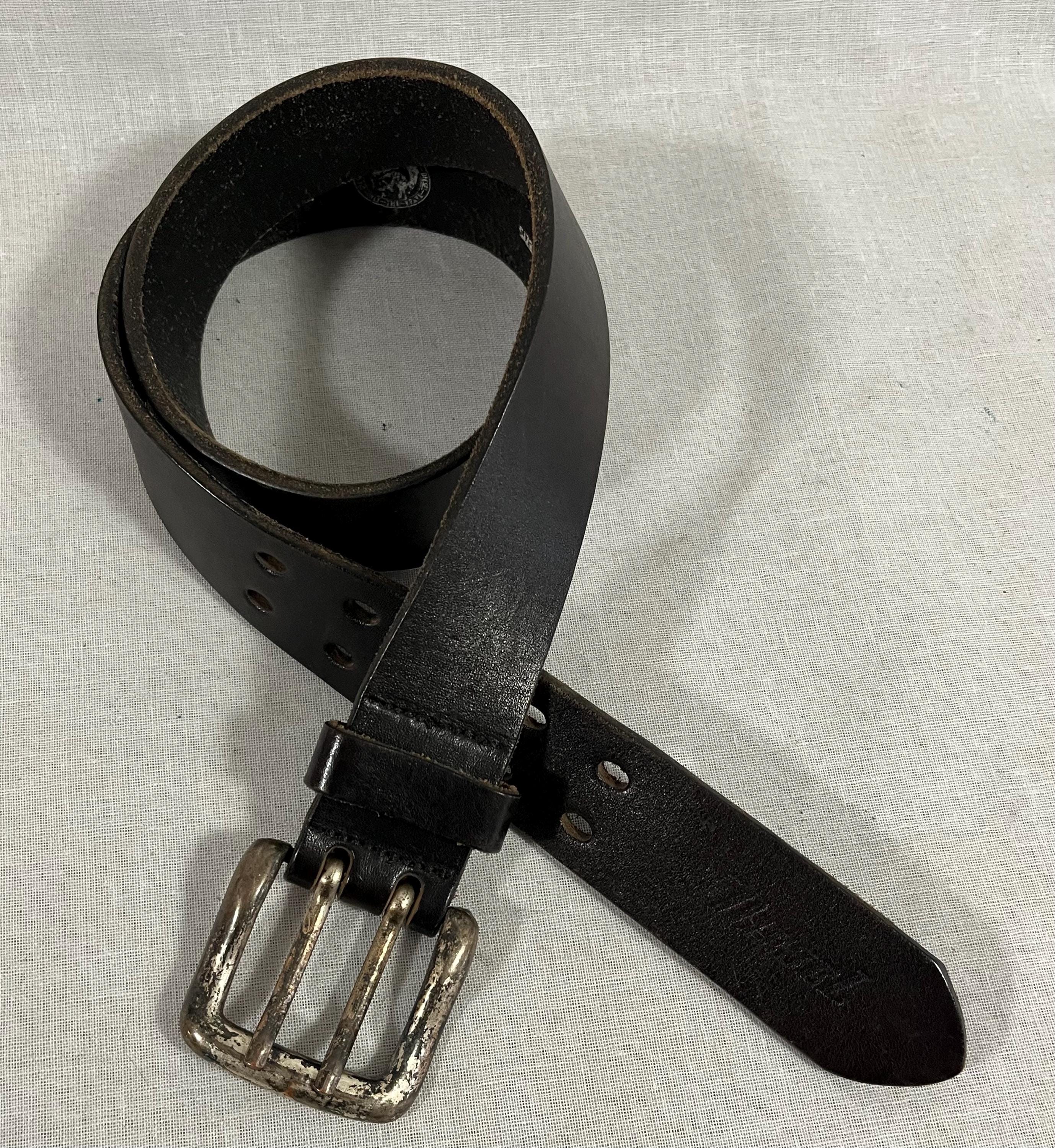 Diesel Vintage Charcoal Leather Belt with Metal Buckle Size‎ 85/34\