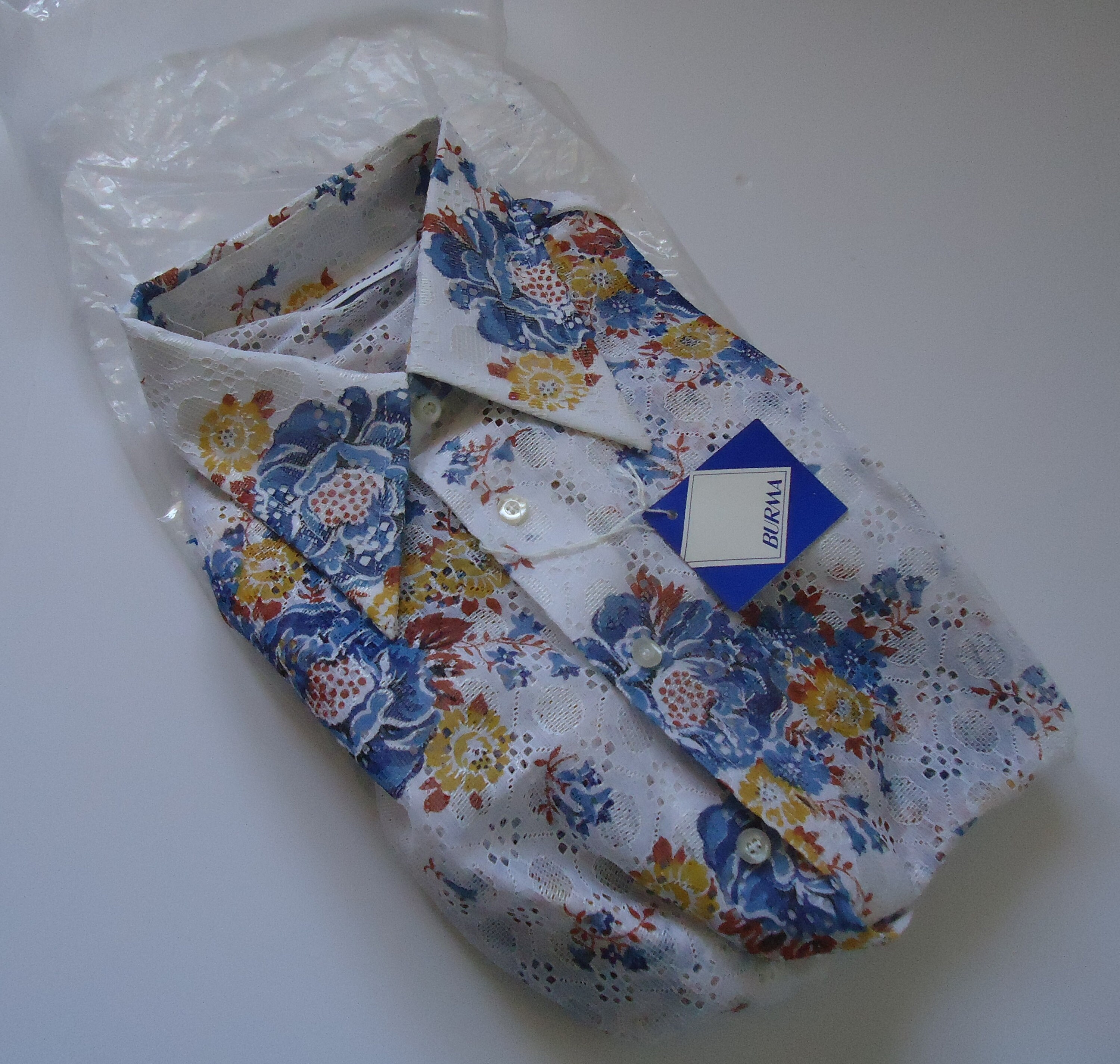 Vintage 70s Mens Disco Shirt Floral Sexy Lace M NOS BURMA 
