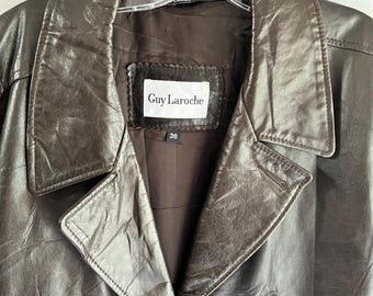 ヴィンテージ メンズ レザーコート GUY LAROCHE 38 6ボタン DB カナダ