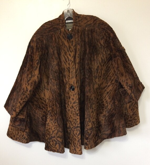 Vintage Womens Jean Claude Poitras Design Swing Coat TIGER Faux