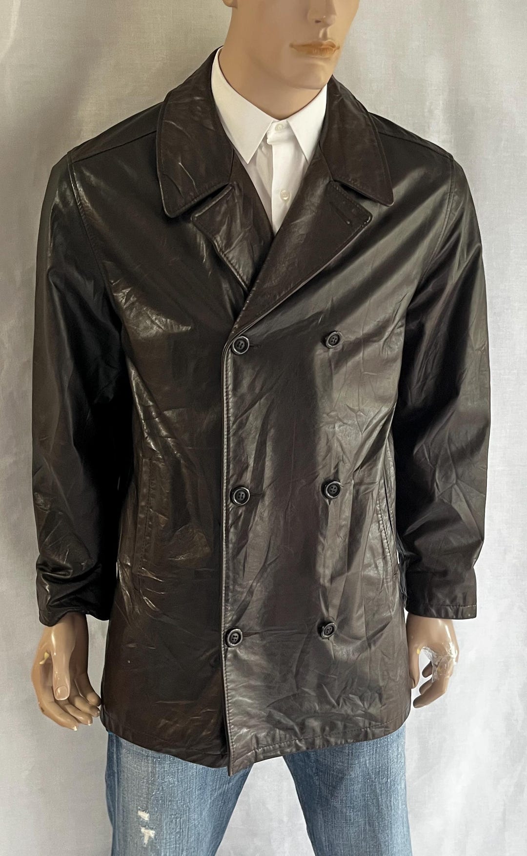 GUY LAROCHE Vintage レザーコート ヴィンテージ メンズ レザーコート GUY LAROCHE 38 6ボタン DB カナダ