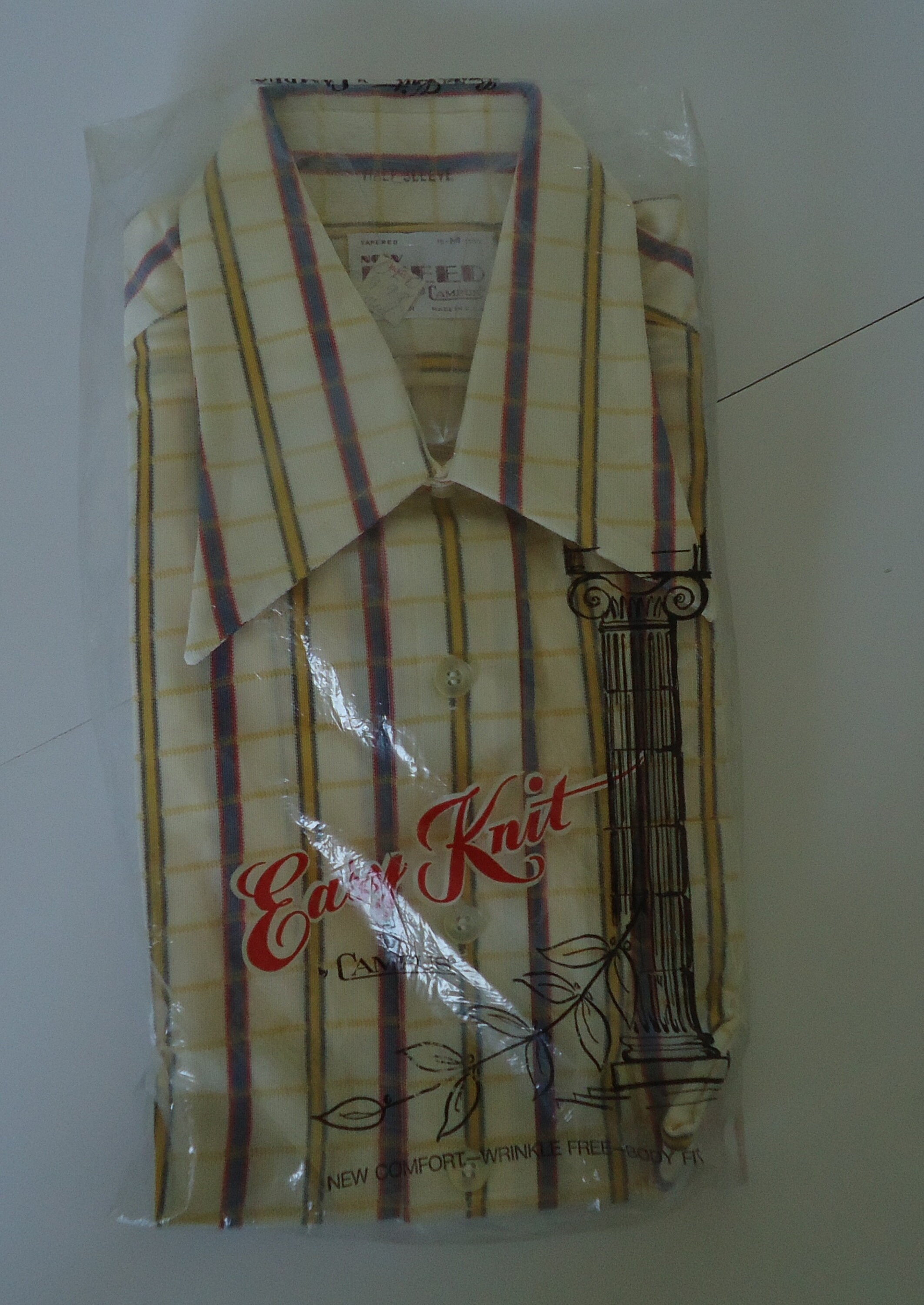 Vintage Mens Shirt 70s CAMPUS Easy Knits USA M Geek Chic Nos