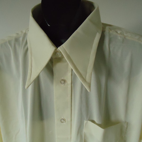 vintage nos mens shirt 70s BIG collar QUINELLA knit geek chic XL