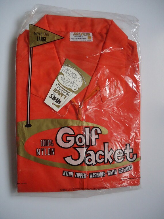 NOS vintage mens nylon golf  jacket L - image 4