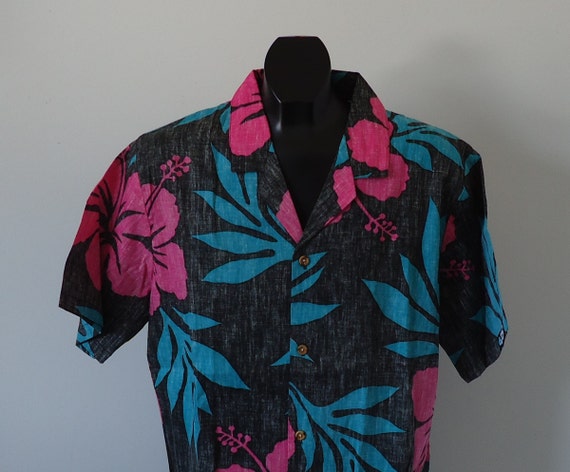 vintage 90s cabana shirt mens REVERSE SIDE print … - image 4