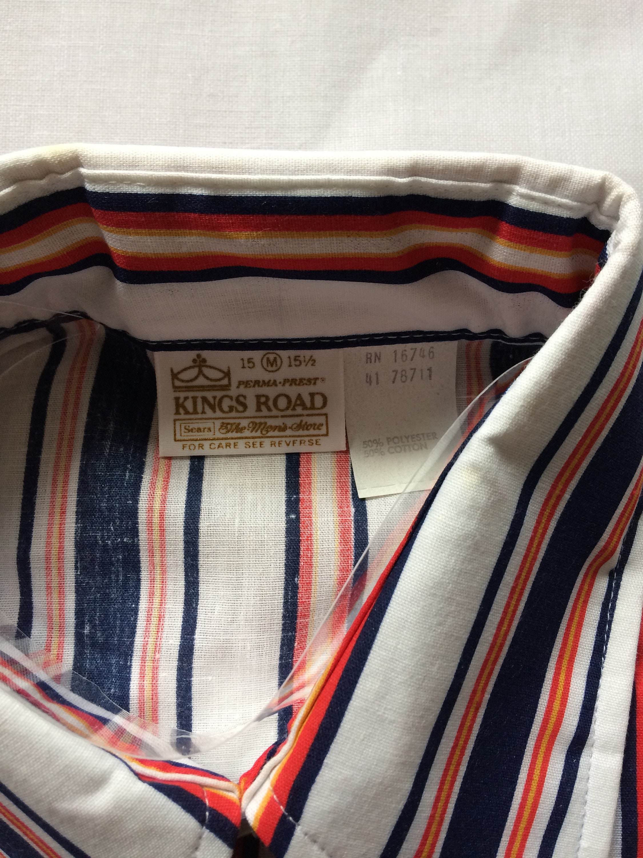 Vintage 70s Mens Shirt Big Collar M KINGS ROAD Sears the Men