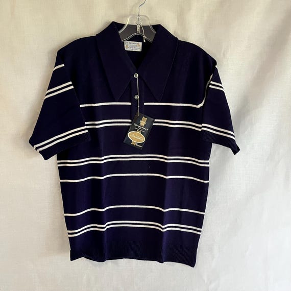 Vintage 60s Mens Acrylic Knit Polo Shirt M Rab TOWNCRAFT by 