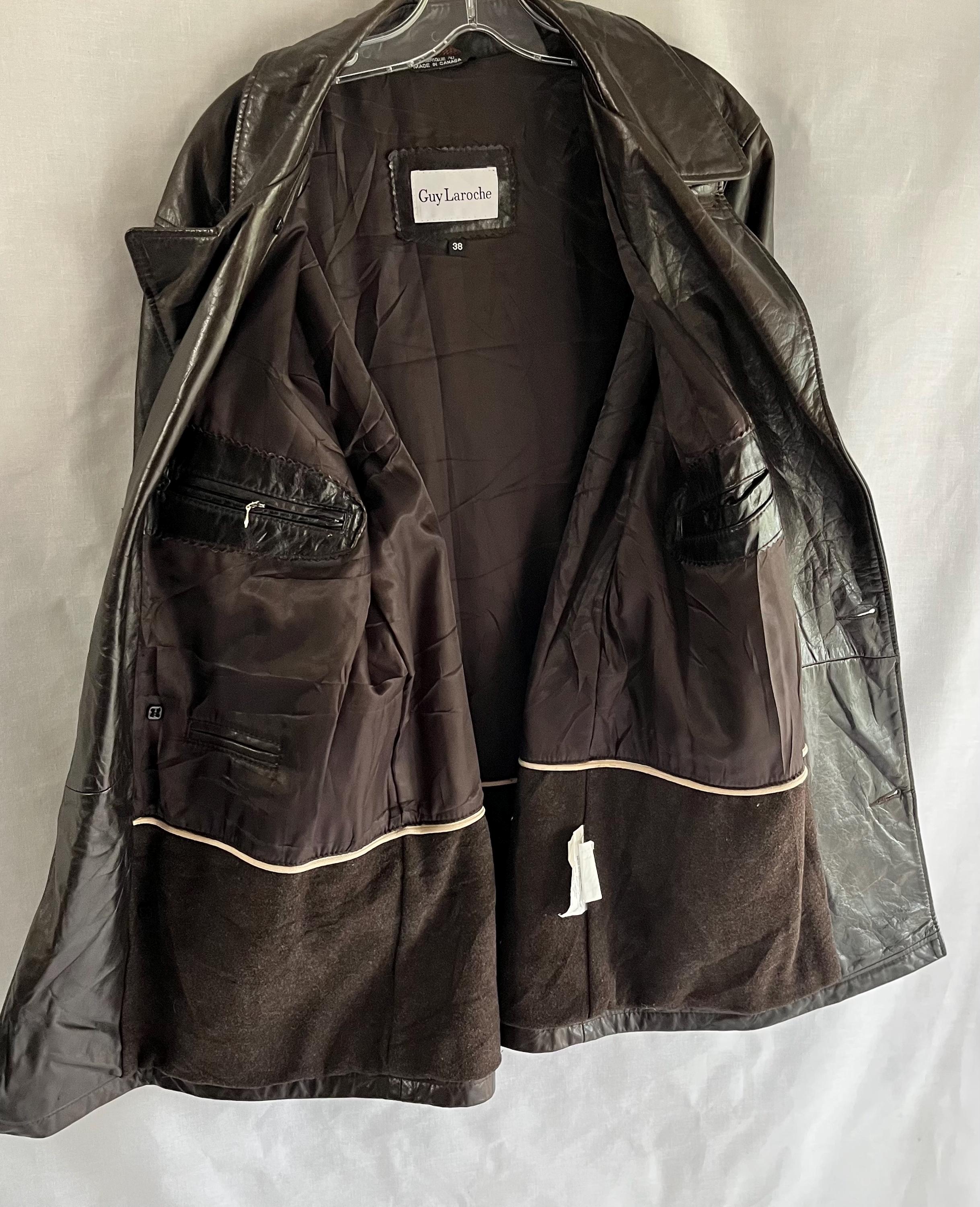 GUY LAROCHE Vintage レザーコート ヴィンテージ メンズ レザーコート GUY LAROCHE 38 6ボタン DB カナダ