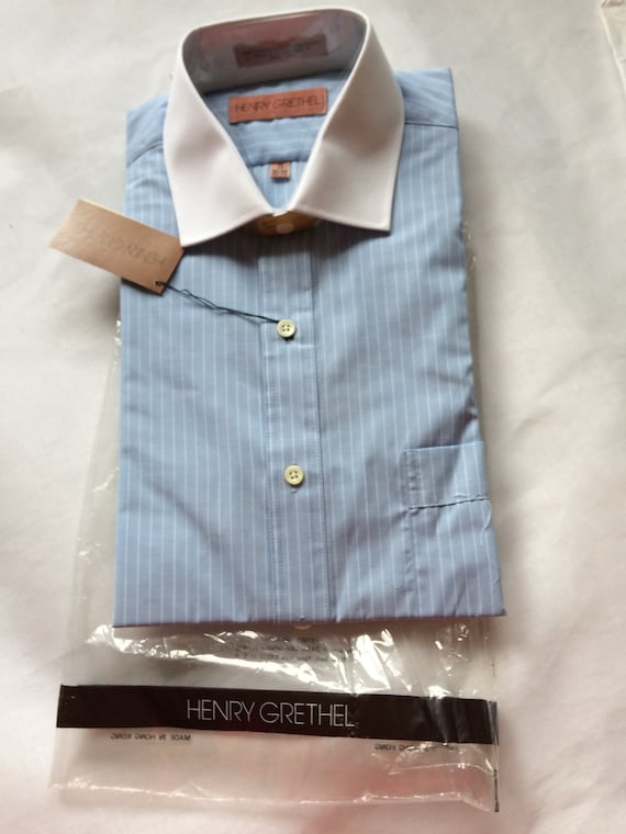 Vintage Mens HENRY GRETHEL Bankers Collar Dress Shirt 80s