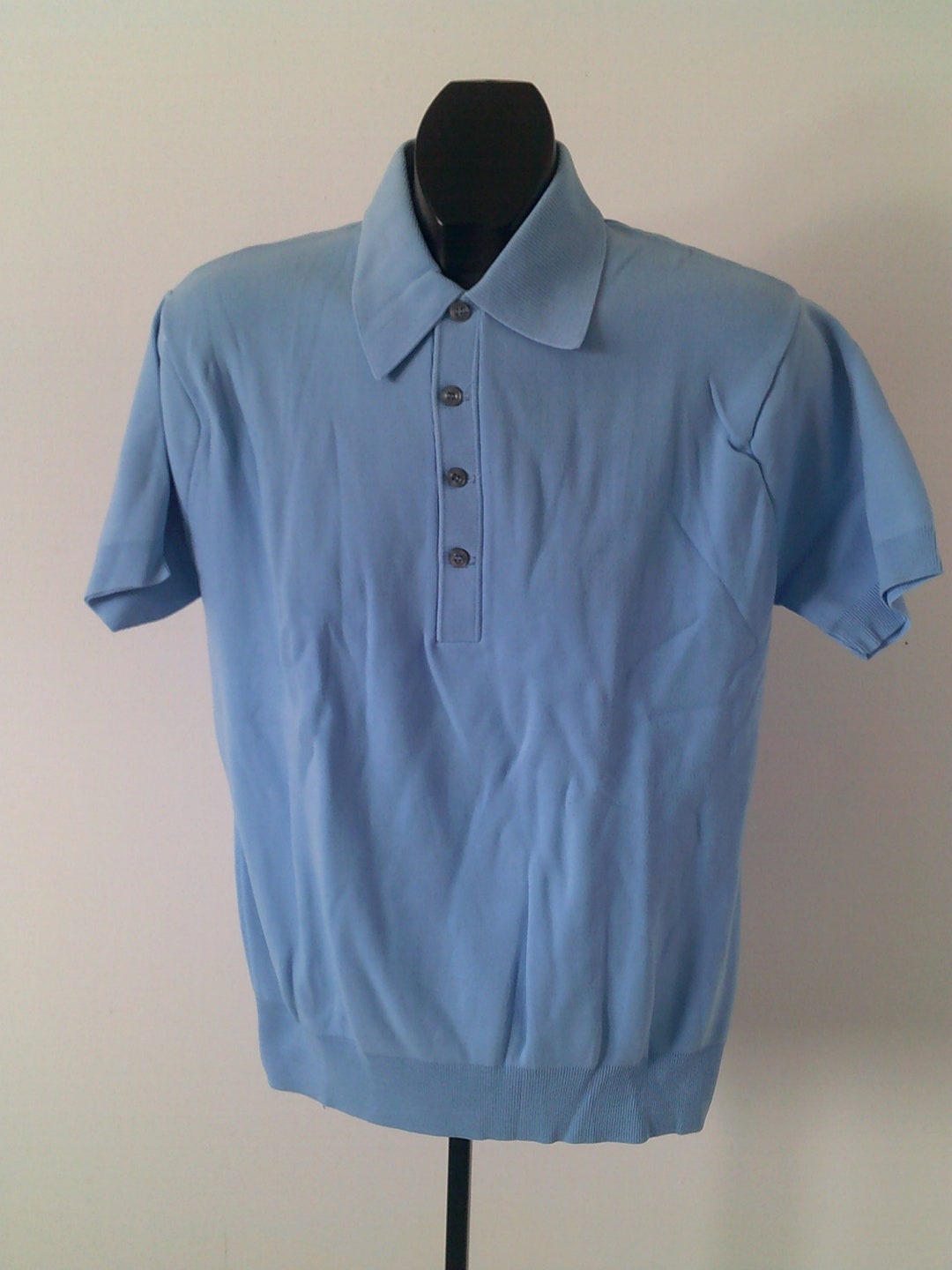 Vintage 60s Mens NYLON Knit Polo Shirt L Rab Van Heusen Nos - Etsy