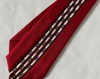 Vintage 50er 60er Jahre EXCELLO Viskose-Krawatte dünn 2 1/2" gewebter Streifen nos deadstock