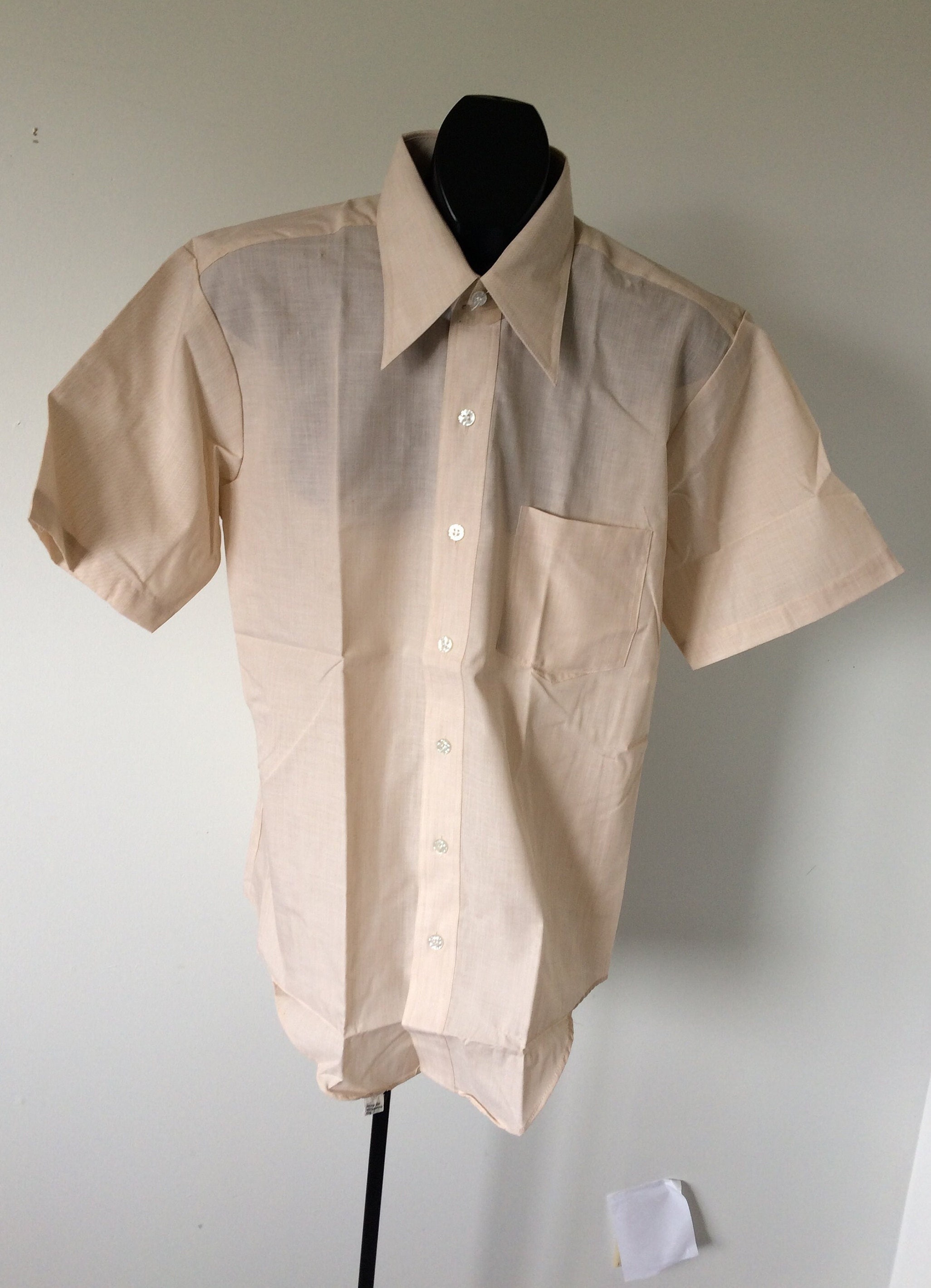【60~70's】 Euro Vintage OPEN COLLAR SHIRT Vintage 70s Mens Shirt Big Collar 16 Alexander's Nos Deadstock - Etsy