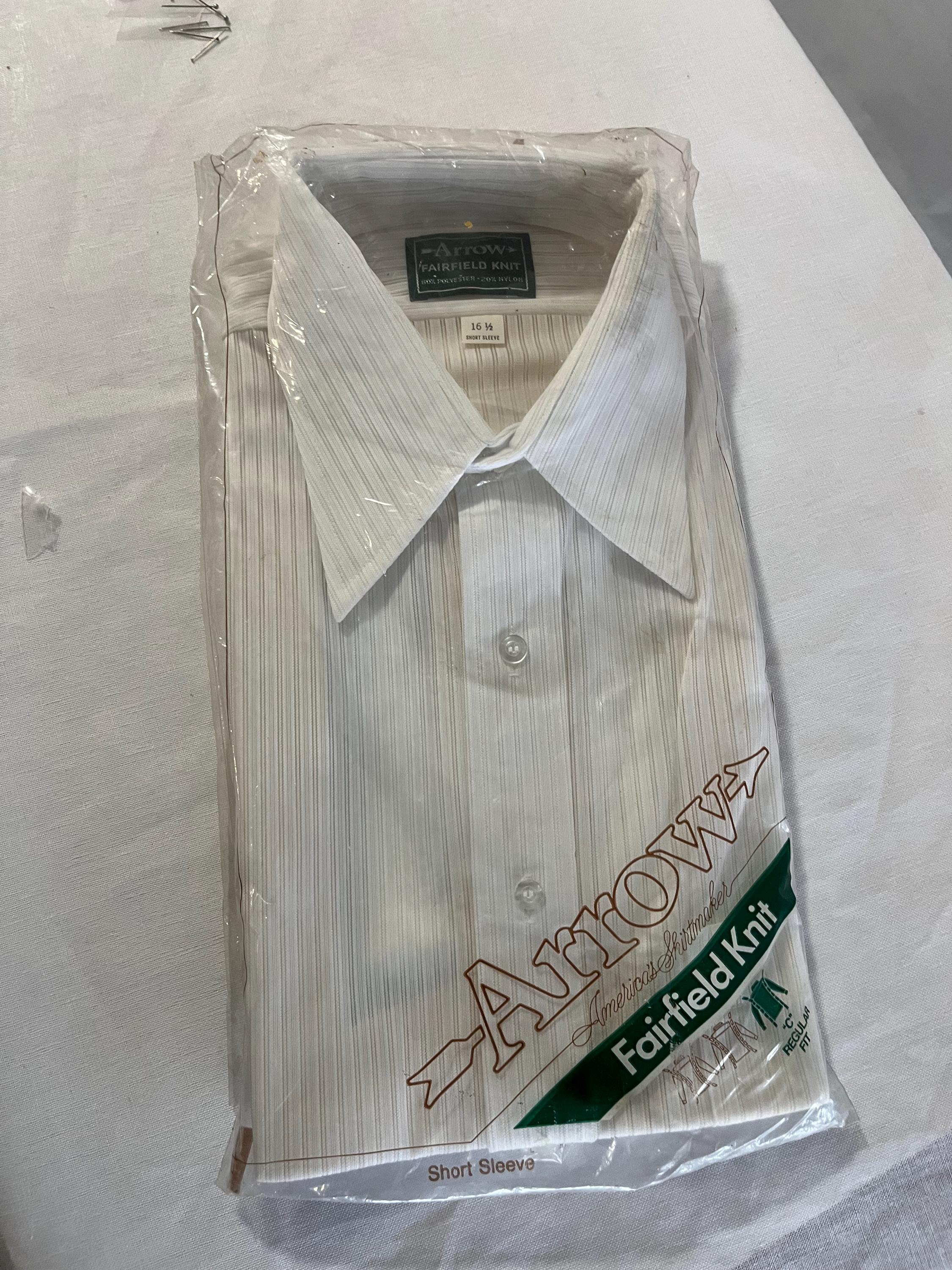 Vintage Mens 70s Big Collar Shirt SHEER Stripe 16 1/2 Geek Chic