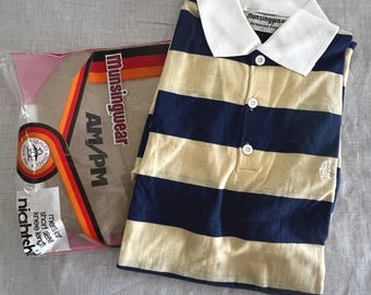 NOS vintage mens 70s 80s polo nightshirt pajama MUNSINGWEAR L USA