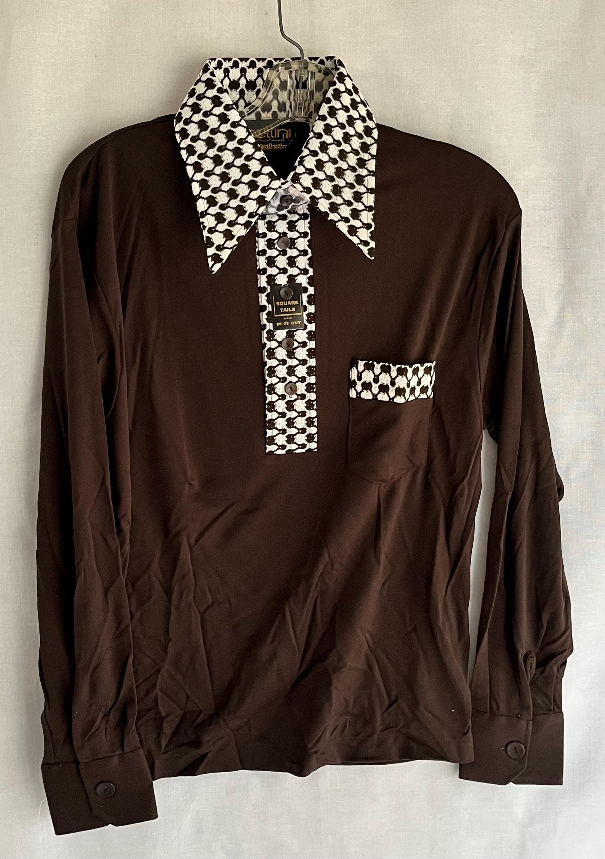 Vintage 70s Mens BIG COLLAR Knit Shirt M CELLINI Nos - Etsy