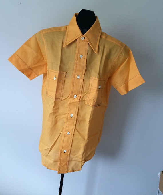 Vintage 70s Mens Shirt Big Collar S SAXON SHOP Toronto Nos