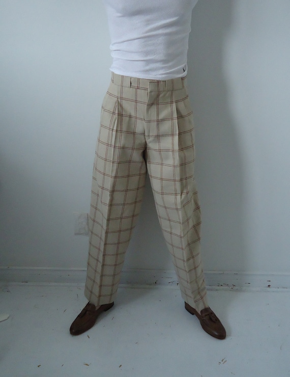 Vintage 90s Mens PLEATED Dress Pants Ballon BAGGY Check 31 EUC - Etsy
