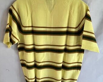 Vintage 60s Mens Acrylic Knit Polo Shirt M Rab TOWNCRAFT by