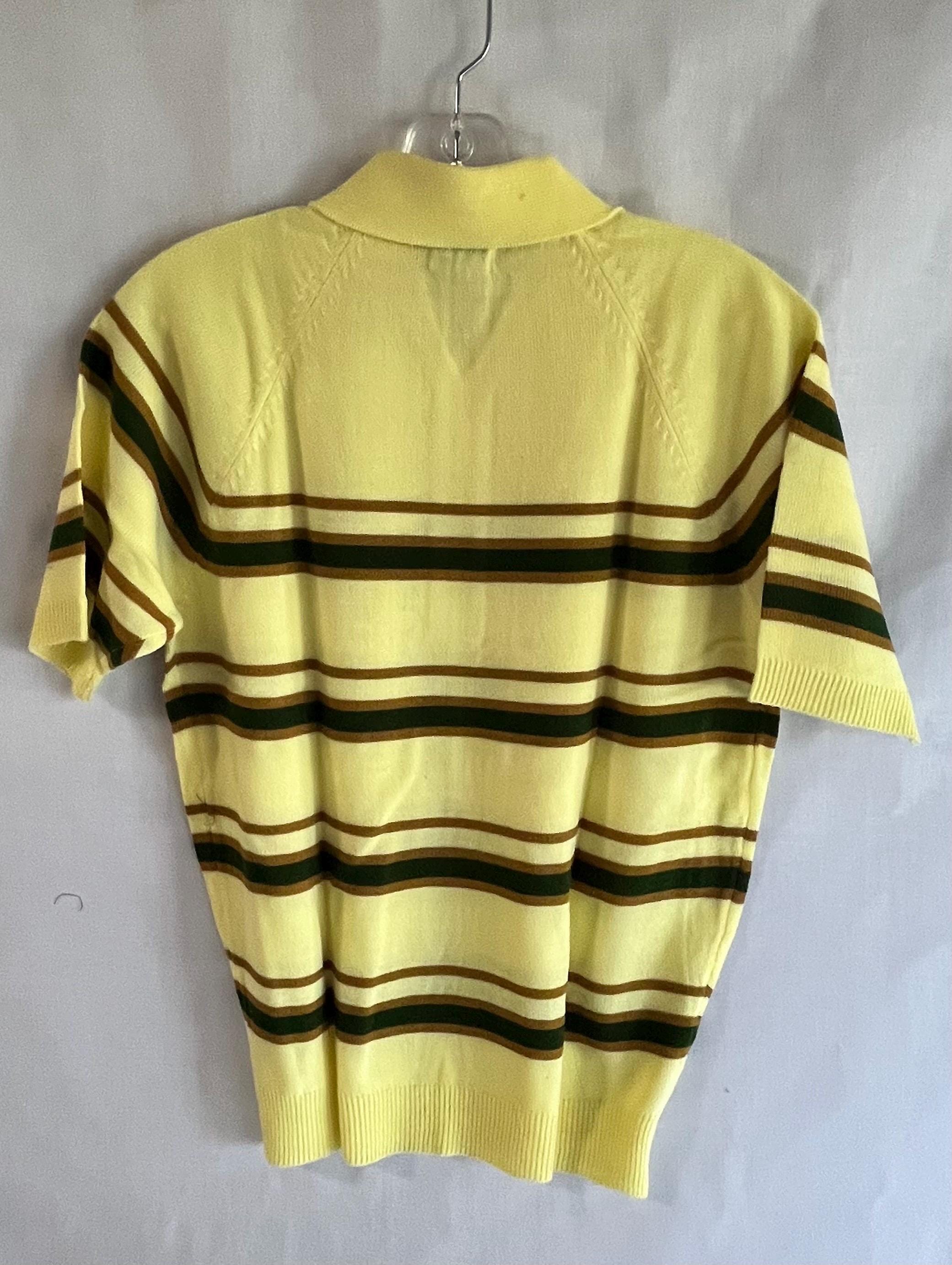 トップス 50s 60s Vintage Mustard Black Knit Shirt il_fullxfull.7028467564_fax7.jpg