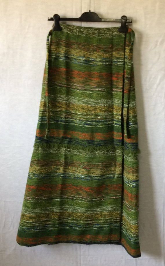 vintage 70s MAXI wrap skirt tissage AU TERROIR han