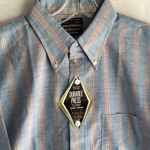 vintage mens 60s dress shirt BIG button-down collar XL oxford stripe