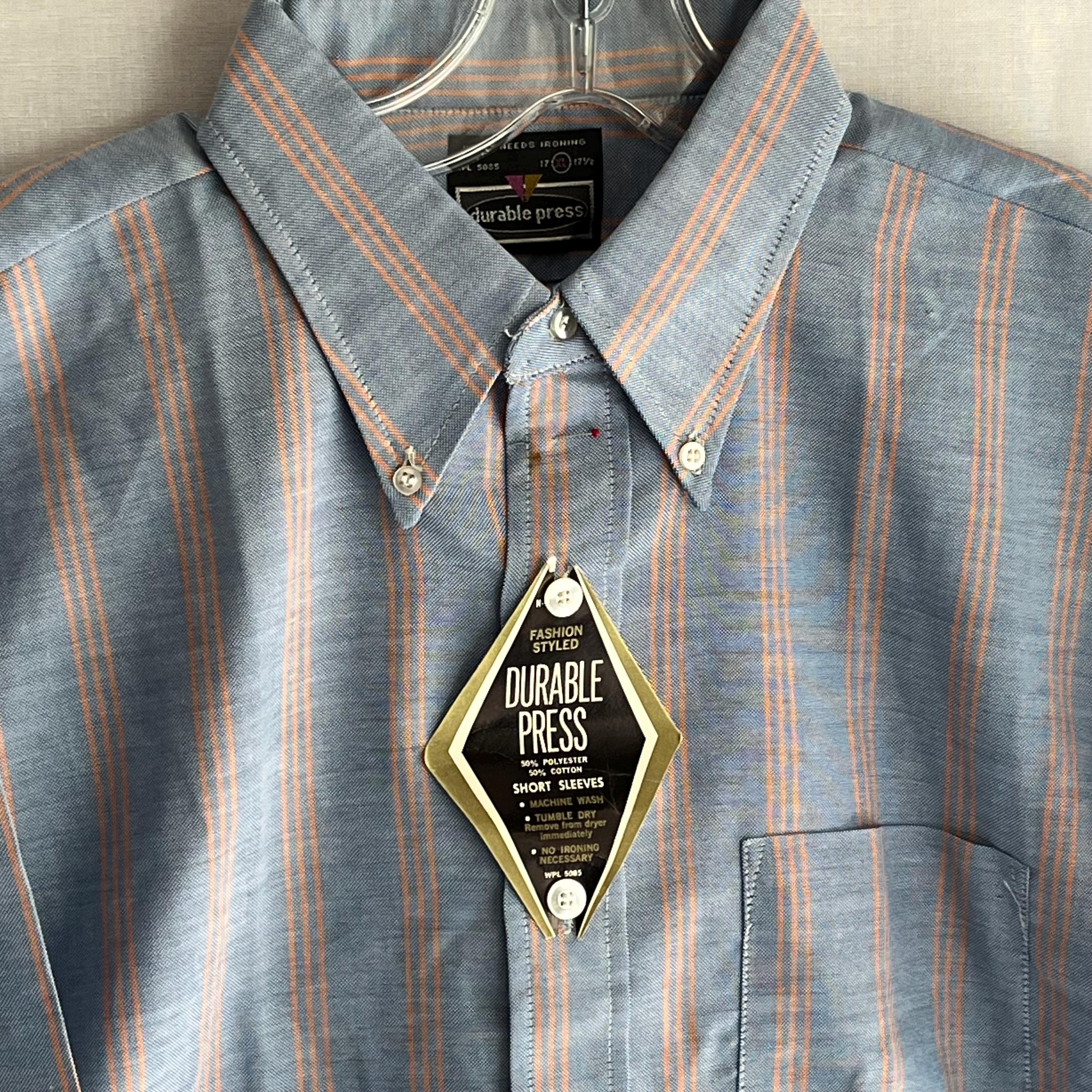 Vintage Mens 60s Dress Shirt BIG Button-down Collar XL Oxford