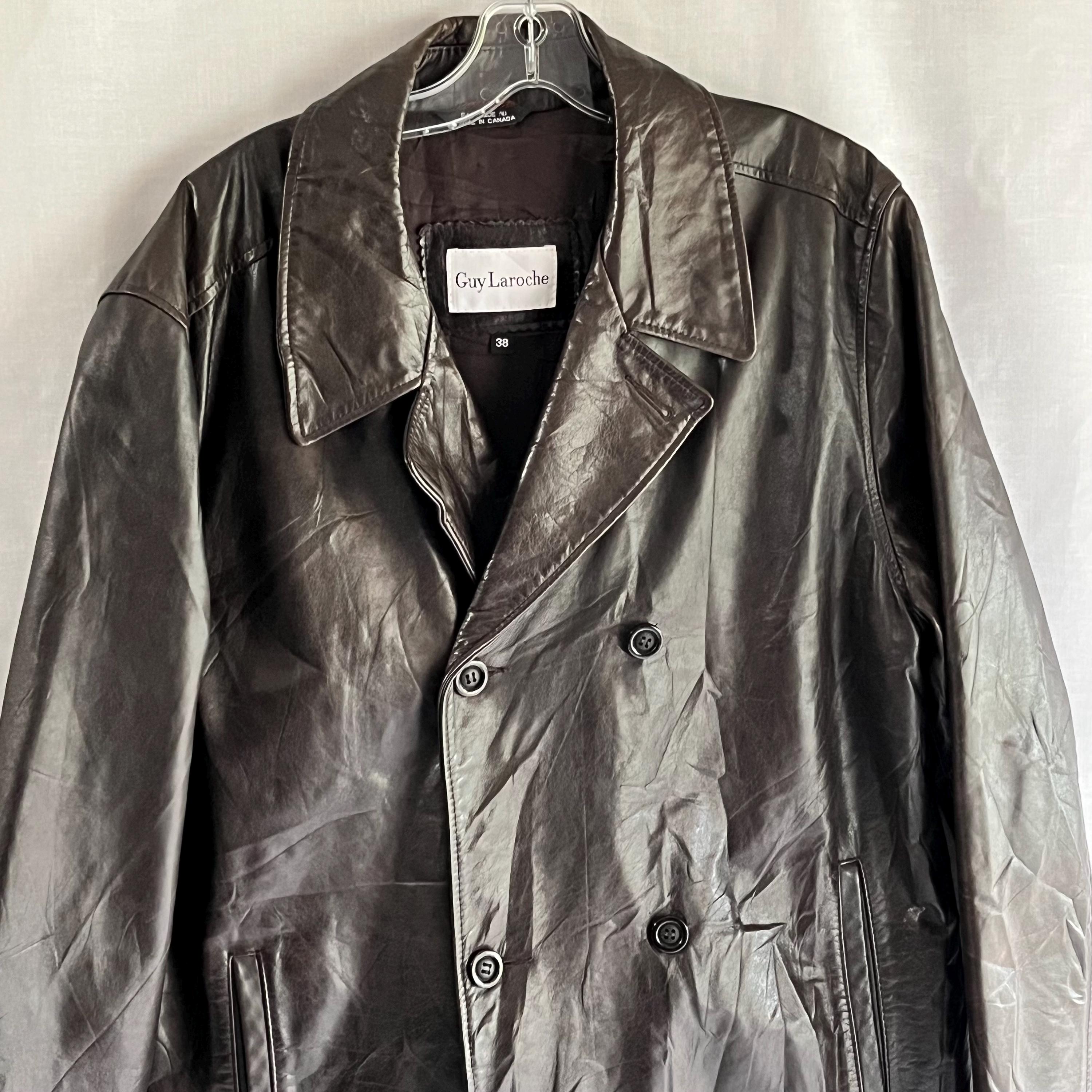 GUY LAROCHE Vintage レザーコート ヴィンテージ メンズ レザーコート GUY LAROCHE 38 6ボタン DB カナダ
