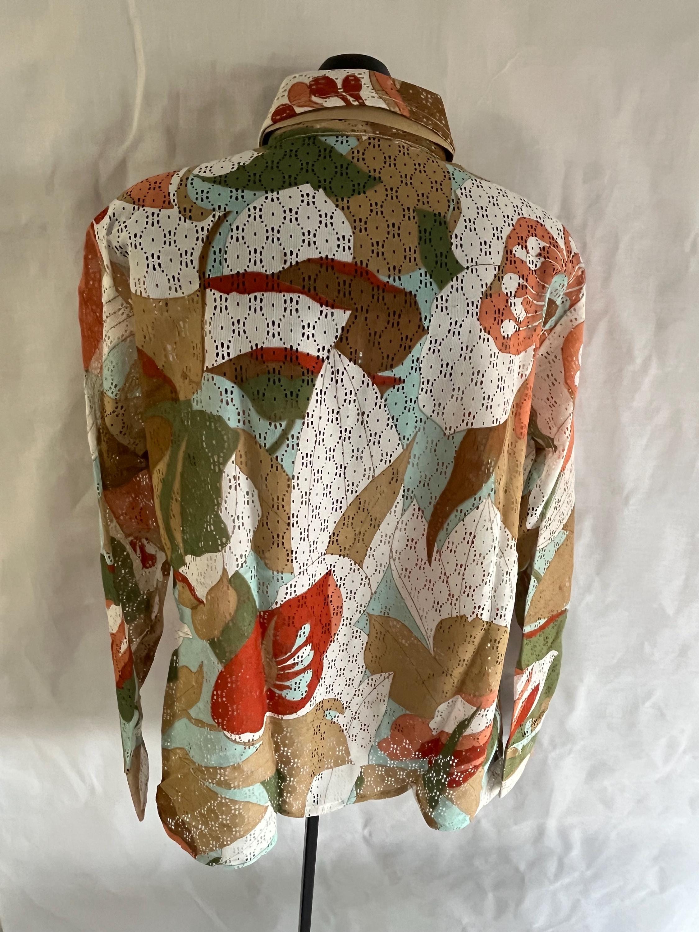 Vintage 70s Mens Disco Shirt Floral Sexy Lace L NOS BURMA 
