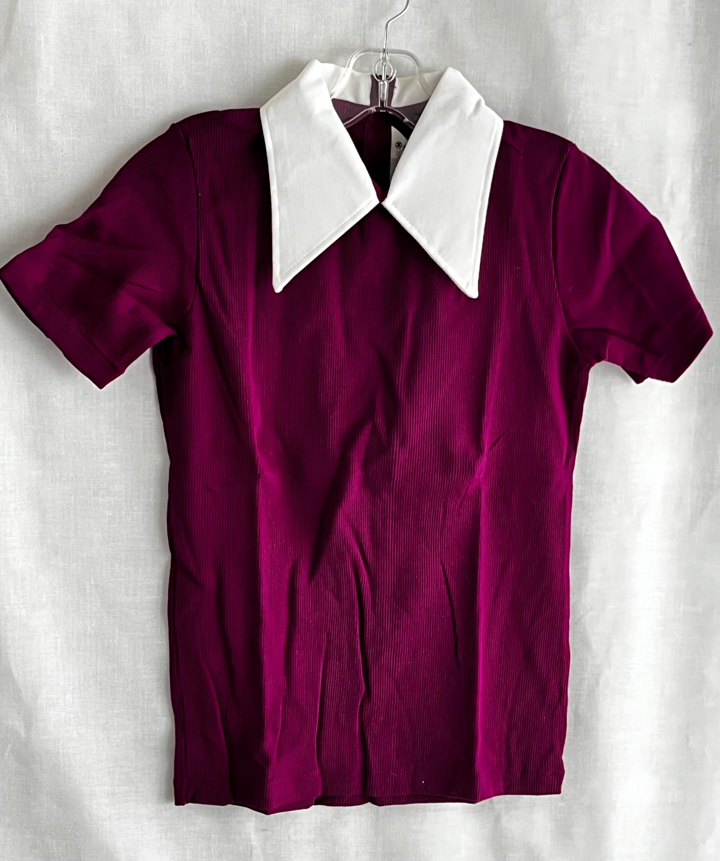 Vintage 70s Womens BIG Collar Shirt Back Zip Nos Deadstock M - Etsy