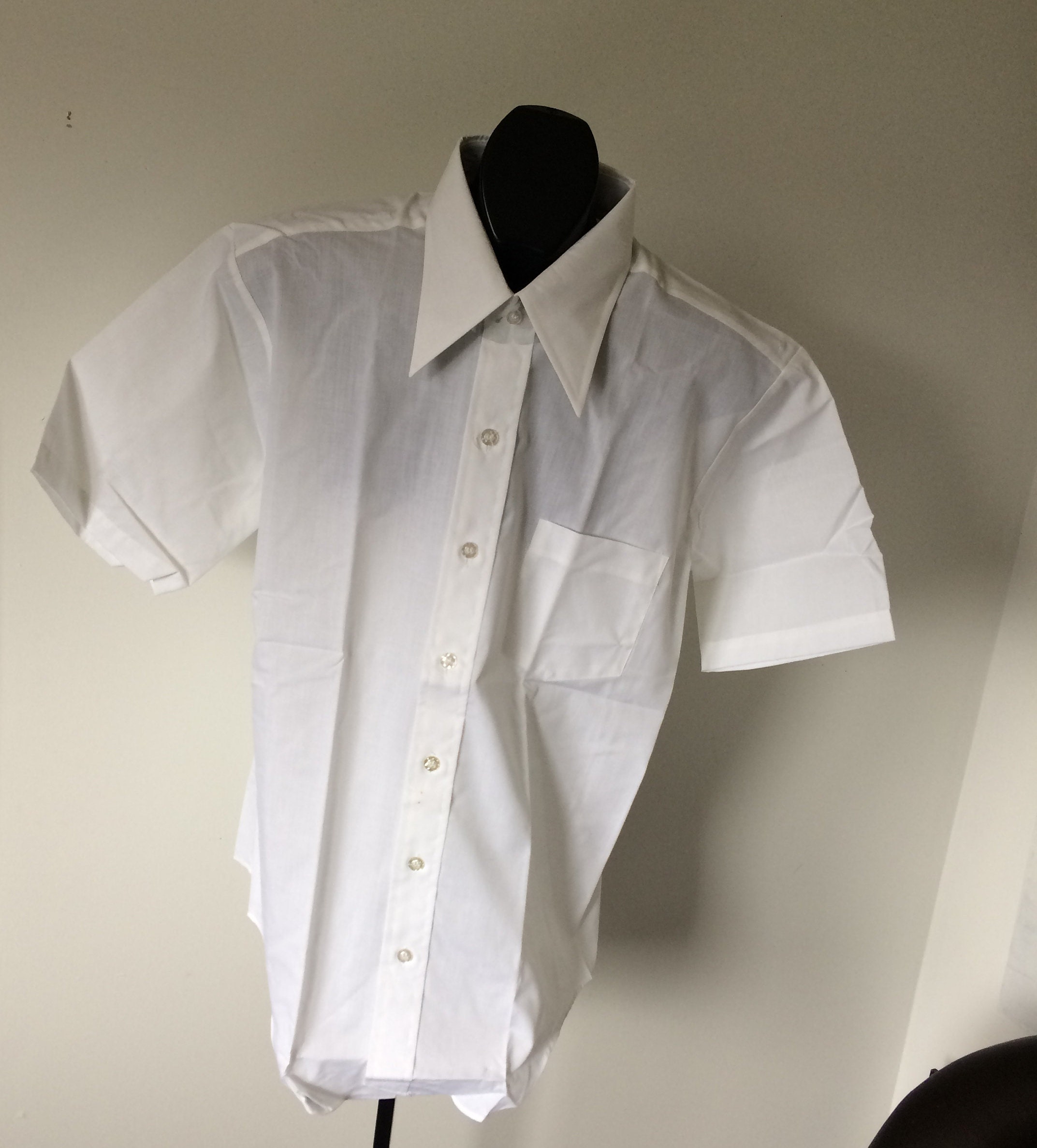 Big collar shirt 70s white clearance