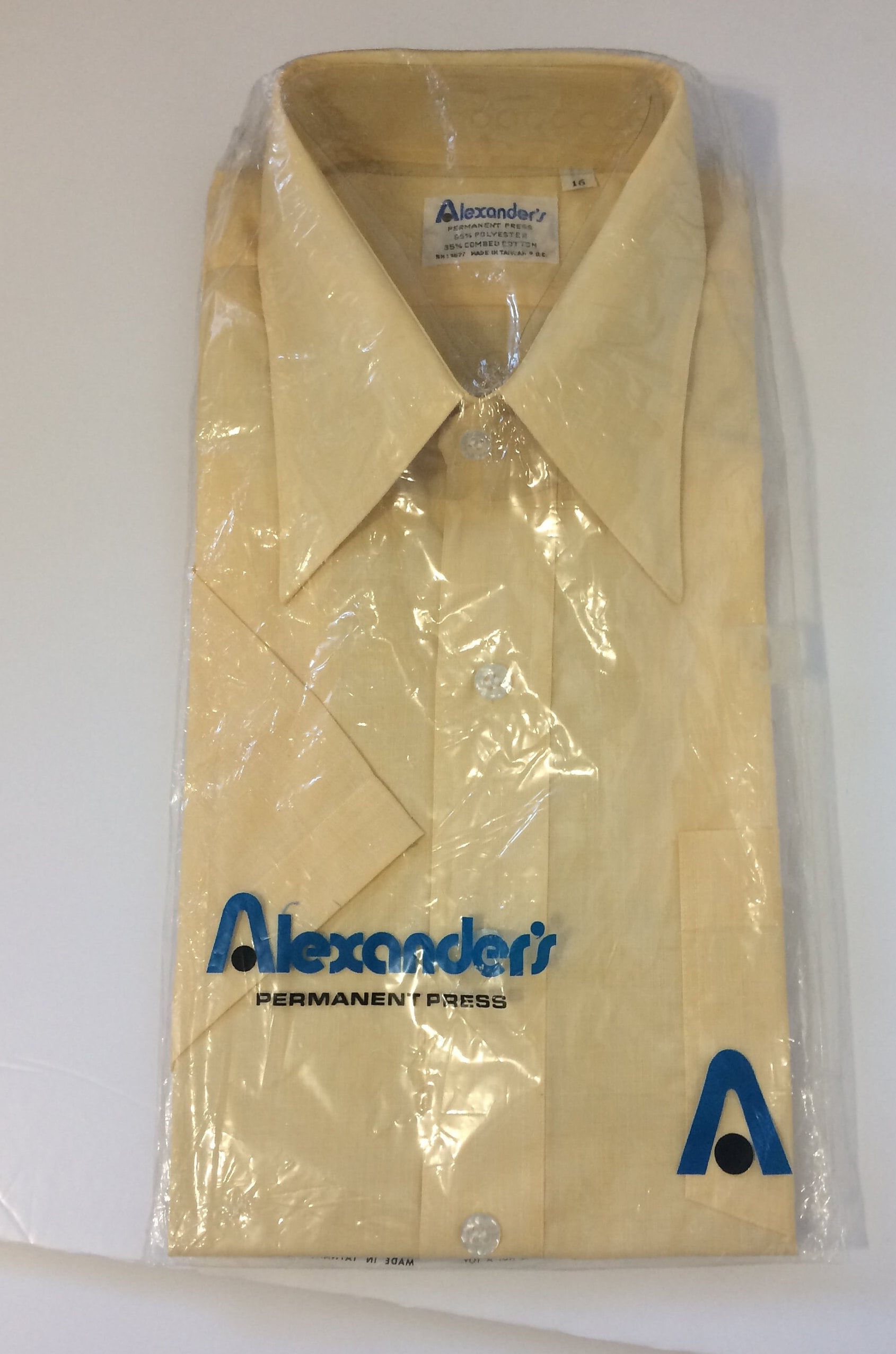 Vintage 70s Mens Shirt Big Collar 16 Alexander's Nos Deadstock - Etsy