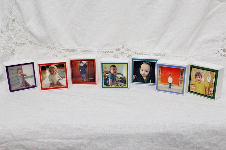 Baby Photo Block Wood Blocks 1-6 blocks Photo Blocks Name Blocks Last Name Photo Block Papa Photo Block