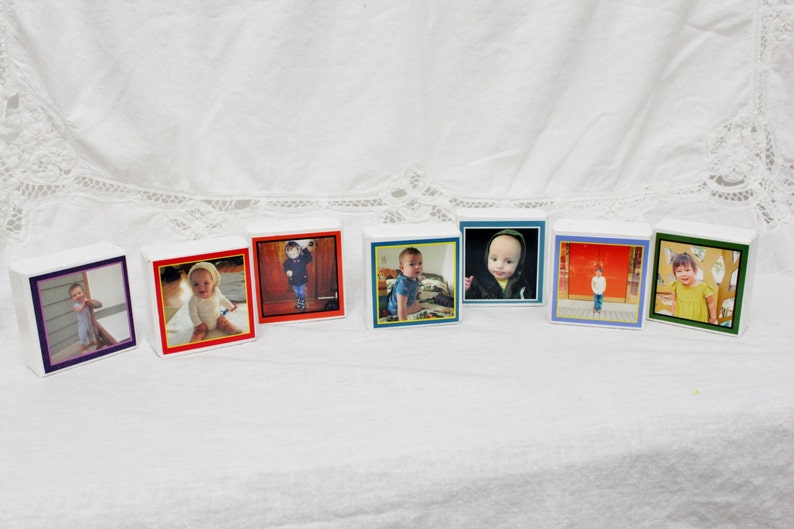 Baby Photo Block Wood Blocks 1-6 blocks Photo Blocks Name Blocks Last Name Photo Block Papa Photo Block