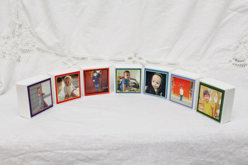 Baby Photo Block Wood Blocks 1-6 blocks Photo Blocks Name Blocks Last Name Photo Block Papa Photo Block