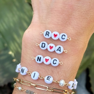 Custom Heart ‘n Letters Bead Connector for Permanent Jewelry or Charm Bar - wire wrapped in 14k Gold Fill or SS